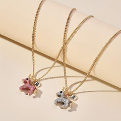 Cartoon Unicorn Necklace Small Alloy Drop Pendant Chain Necklace