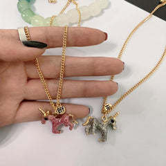 Cartoon Unicorn Necklace Small Alloy Drop Pendant Chain Necklace