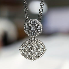Geometric Shaped Thick Necklace with Artificial Diamond