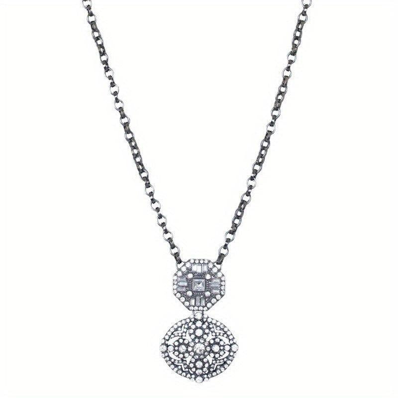 Geometric Shaped Thick Necklace with Artificial Diamond