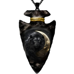 Animal Lion Pendant Geometric Triangle Chain Necklace Punk Hip Hop Men