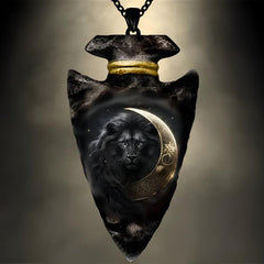 Animal Lion Pendant Geometric Triangle Chain Necklace Punk Hip Hop Men