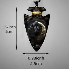 Animal Lion Pendant Geometric Triangle Chain Necklace Punk Hip Hop Men