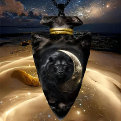 Animal Lion Pendant Geometric Triangle Chain Necklace Punk Hip Hop Men