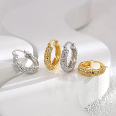Artificial Diamond Round Women's Earrings Silvery Needle