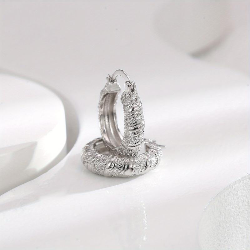 Artificial Diamond Round Women's Earrings Silvery Needle