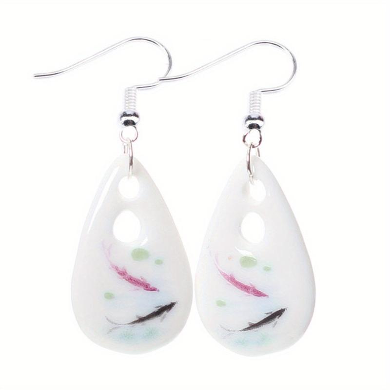 Ethnic Style Ceramic Earrings Teardrop Design