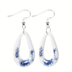 Ethnic Style Ceramic Earrings Teardrop Design