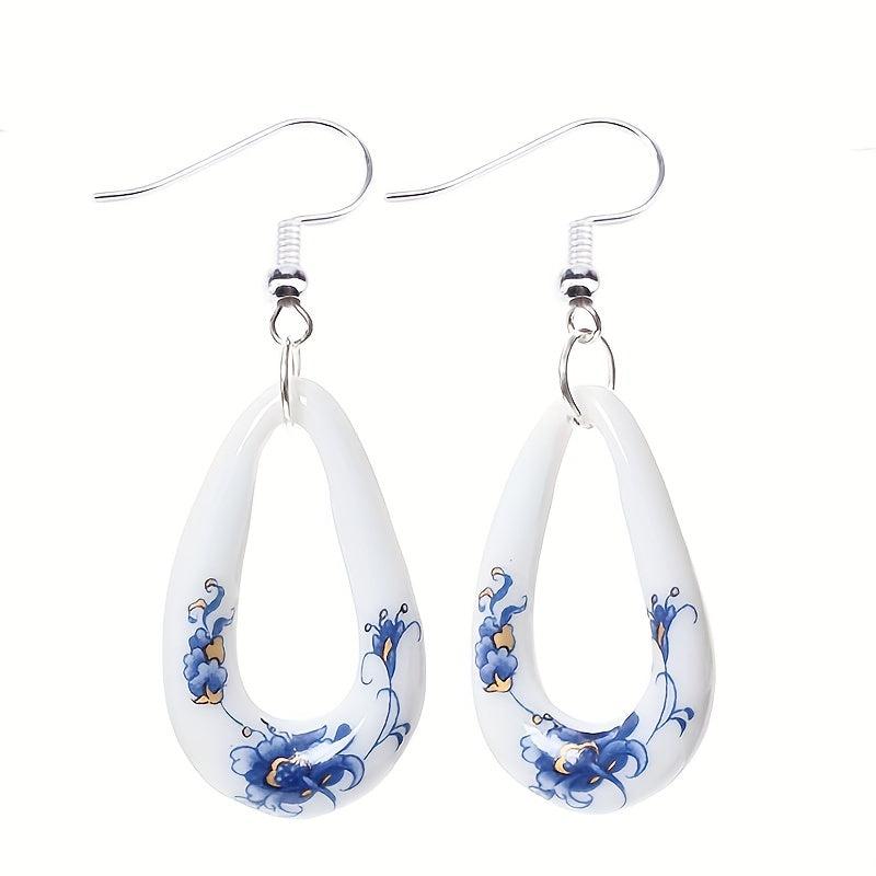Ethnic Style Ceramic Earrings Teardrop Design