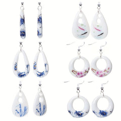 Ethnic Style Ceramic Earrings Teardrop Design