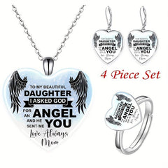 English Heart Crystal Jewelry Set for Men Women