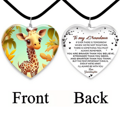 Giraffe Pattern Glass Pendant Necklace Earrings Set for Girls