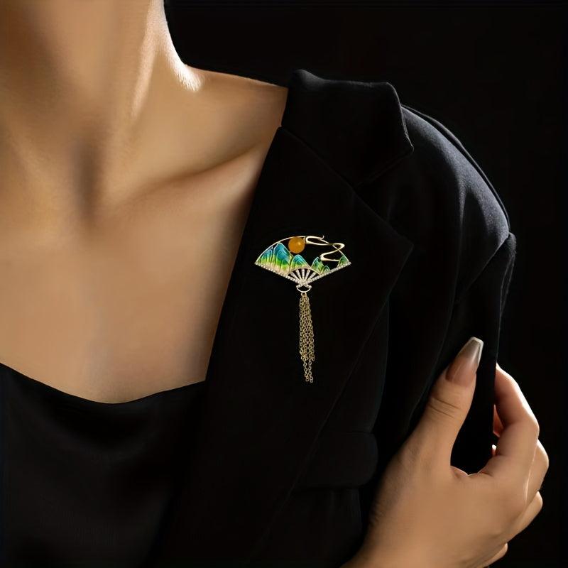 Fan Brooch Pin Clothing Accessory Party Decor