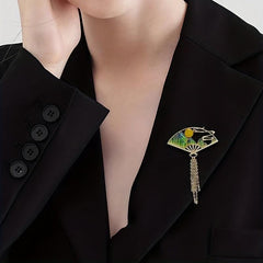 Fan Brooch Pin Clothing Accessory Party Decor