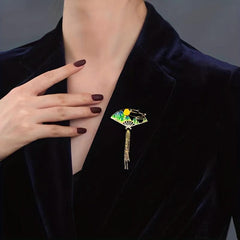 Fan Brooch Pin Clothing Accessory Party Decor