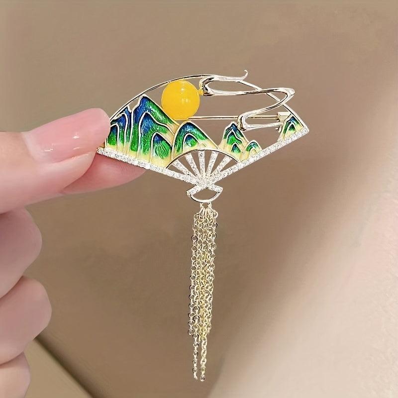 Fan Brooch Pin Clothing Accessory Party Decor