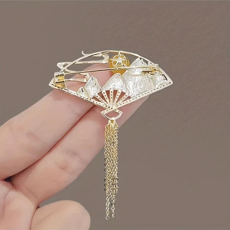 Fan Brooch Pin Clothing Accessory Party Decor