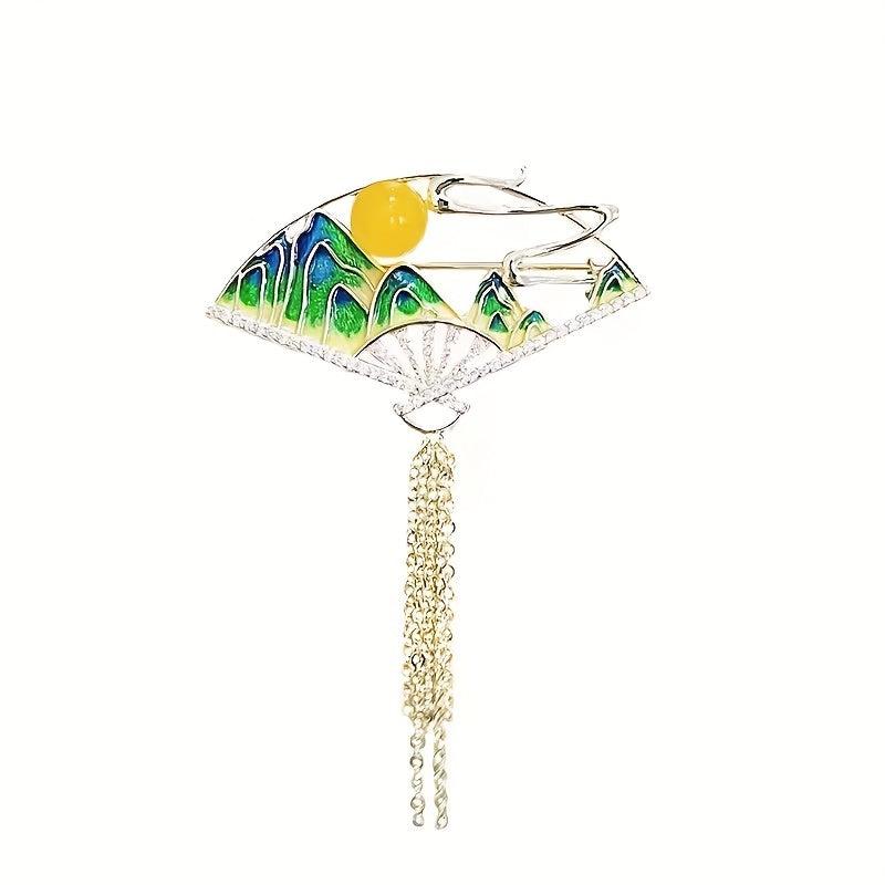 Fan Brooch Pin Clothing Accessory Party Decor