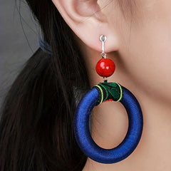 Fungus Hook Large Circle Earrings Handicraft Earrings