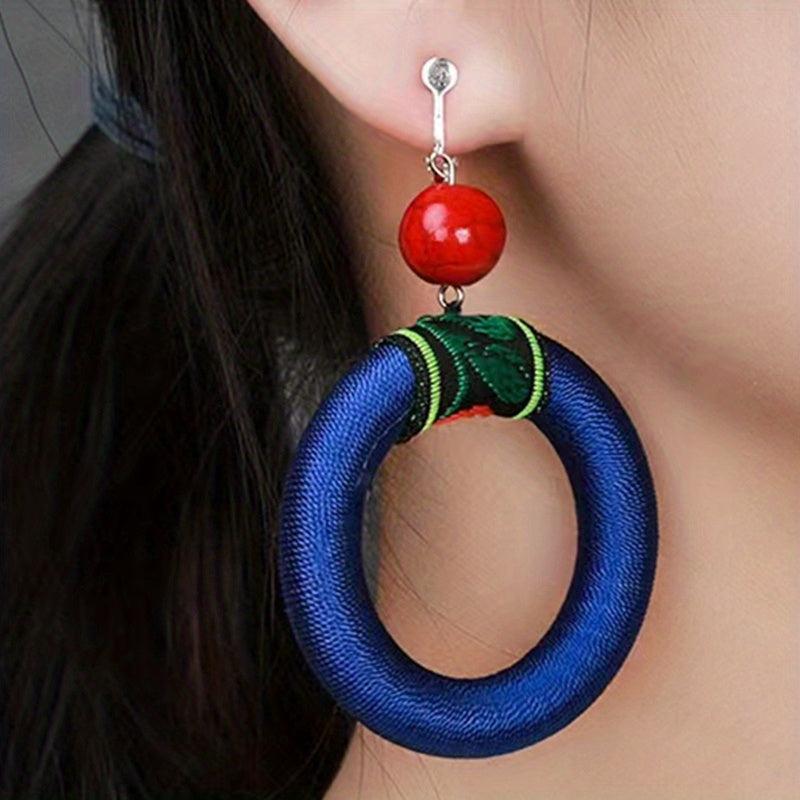 Fungus Hook Large Circle Earrings Handicraft Earrings
