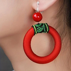 Fungus Hook Large Circle Earrings Handicraft Earrings