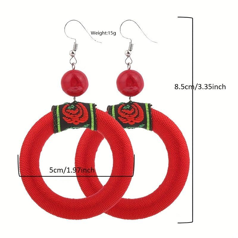 Fungus Hook Large Circle Earrings Handicraft Earrings