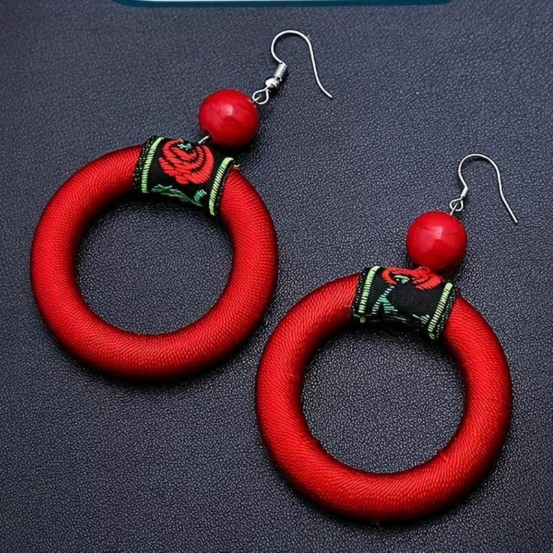 Fungus Hook Large Circle Earrings Handicraft Earrings
