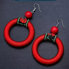 Fungus Hook Large Circle Earrings Handicraft Earrings