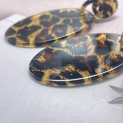 Cowboy Style Leopard Oval Stud Earrings Yellow Leopard Women Girls Jewelry