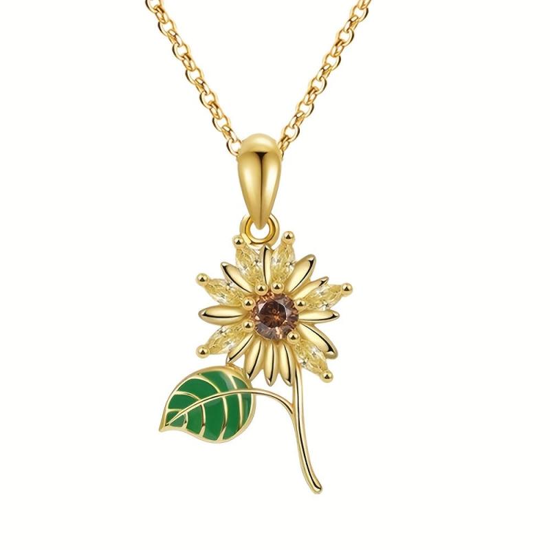 Sunflower Pendant Necklace For Women Ladies Flowers Jewelry Romantic Gift