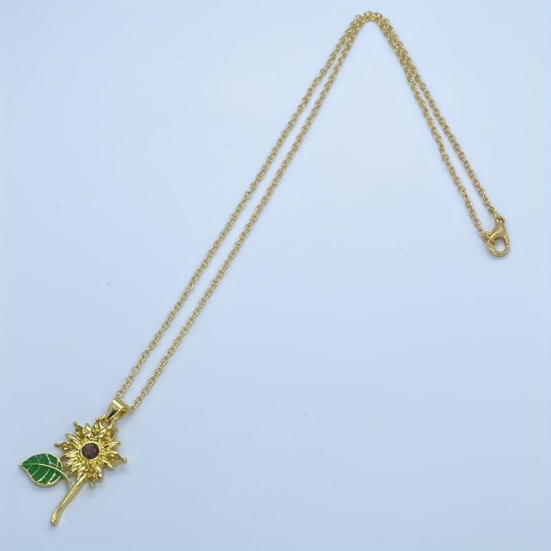 Sunflower Pendant Necklace For Women Ladies Flowers Jewelry Romantic Gift