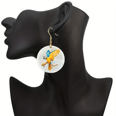Orange Round Acrylic Pendant Earrings Halloween Christmas Gift