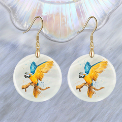 Orange Round Acrylic Pendant Earrings Halloween Christmas Gift