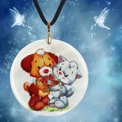 Puppy And Cat Pattern Pendant Necklace Adjustable Boho Chain Necklace