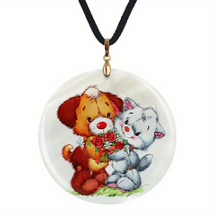 Puppy And Cat Pattern Pendant Necklace Adjustable Boho Chain Necklace