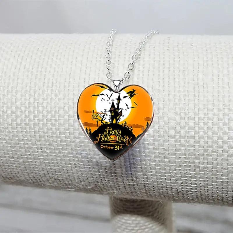 Halloween Fort Necklace Heart shaped Necklace For Friends Partners Girls