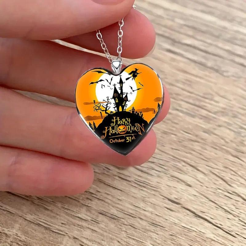 Halloween Fort Necklace Heart shaped Necklace For Friends Partners Girls