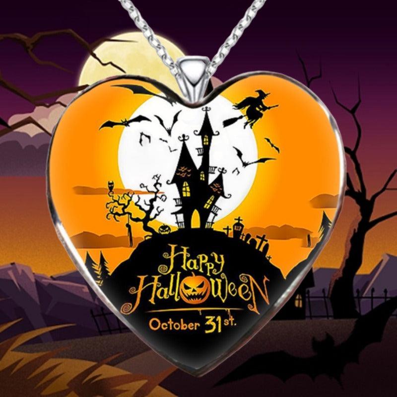 Halloween Fort Necklace Heart shaped Necklace For Friends Partners Girls