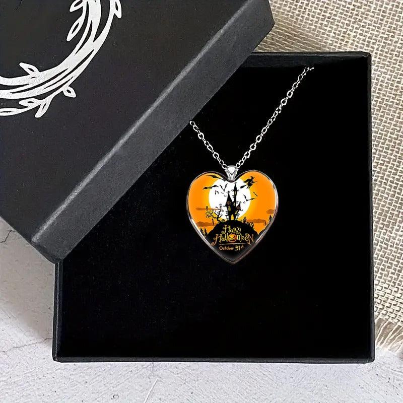 Halloween Fort Necklace Heart shaped Necklace For Friends Partners Girls