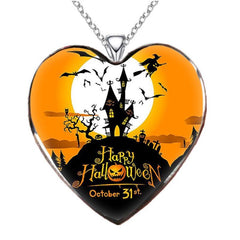 Halloween Fort Necklace Heart shaped Necklace For Friends Partners Girls