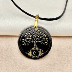 Yellow Life Tree Pendant Necklace Chain Halloween Christmas Gift