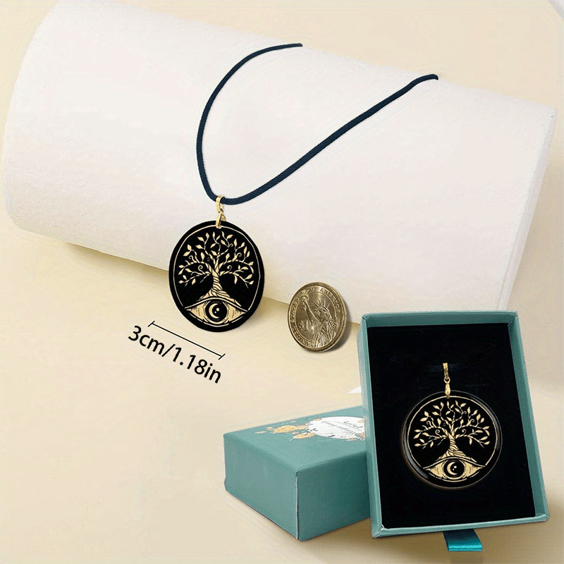 Yellow Life Tree Pendant Necklace Chain Halloween Christmas Gift