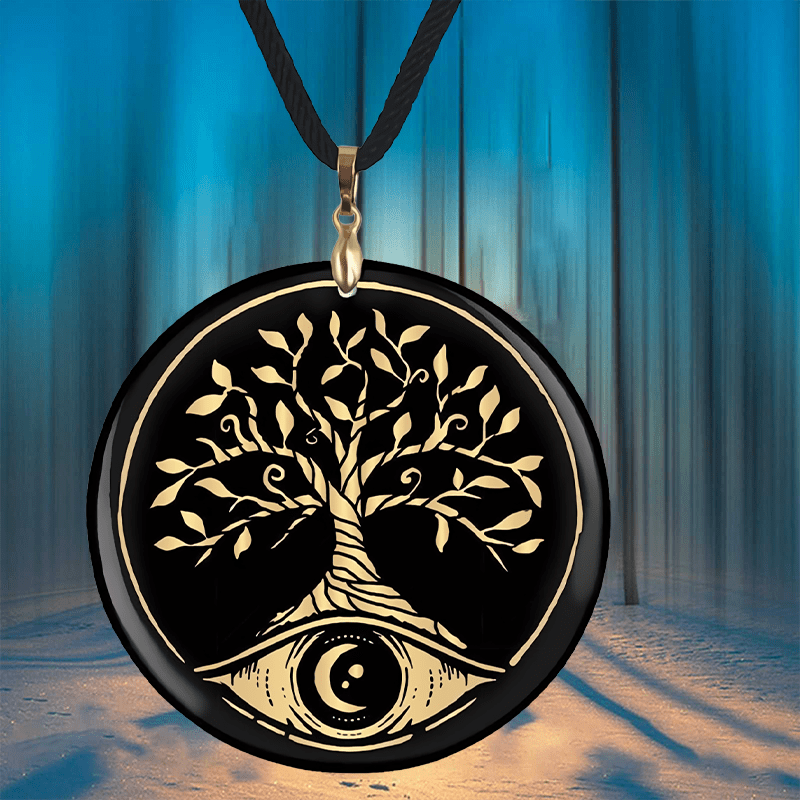 Yellow Life Tree Pendant Necklace Chain Halloween Christmas Gift