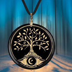 Yellow Life Tree Pendant Necklace Chain Halloween Christmas Gift