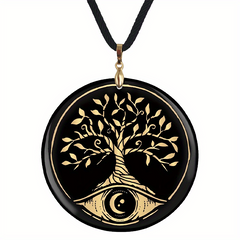 Yellow Life Tree Pendant Necklace Chain Halloween Christmas Gift