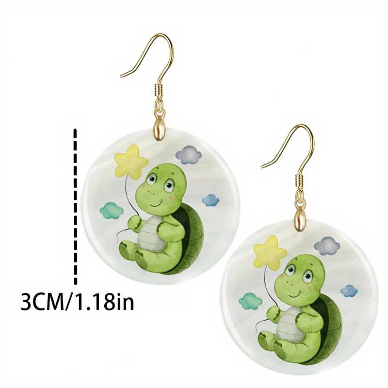 Green Turtle Acrylic Pendant Earrings Party Jewelry