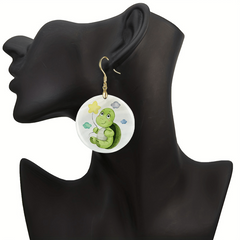 Green Turtle Acrylic Pendant Earrings Party Jewelry