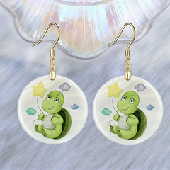 Green Turtle Acrylic Pendant Earrings Party Jewelry