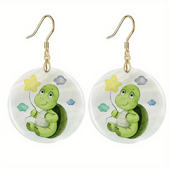 Green Turtle Acrylic Pendant Earrings Party Jewelry