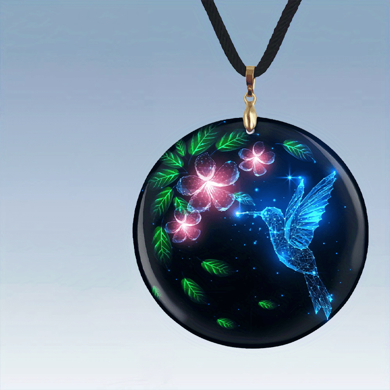 Luminous Bird Pattern Pendant Necklace Adjustable Chain Halloween Christmas Gift
